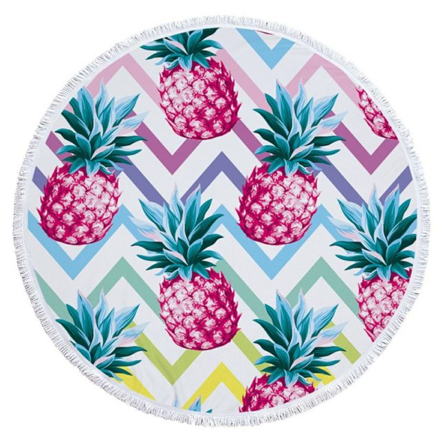 Prosop mare de plaja, super absorbant, forma rotunda, diametru 150cm, model Ananas [2]