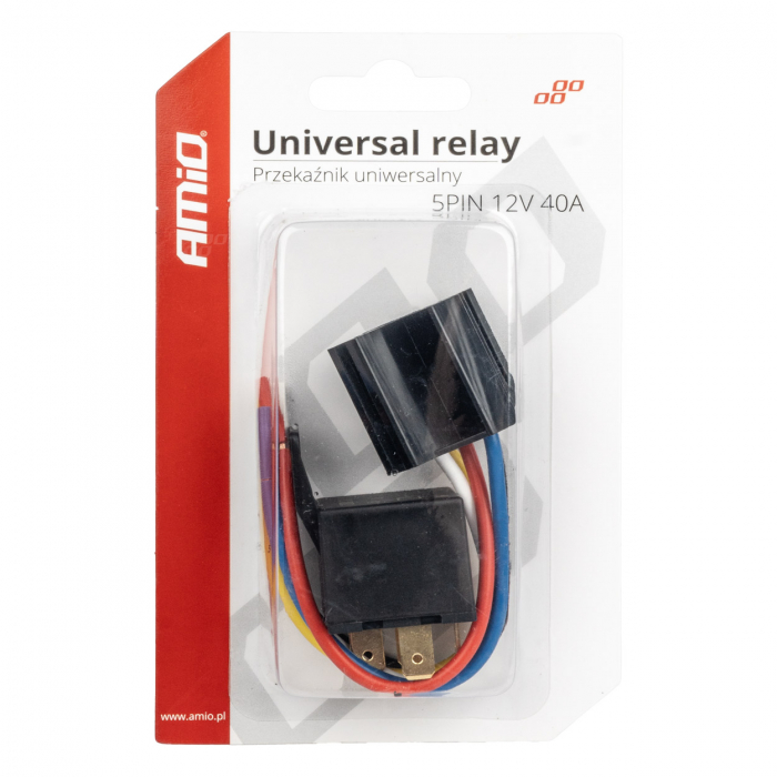 Releu auto cu 5 pini, 12V, 40A + Mufa releu cu cabluri [1]