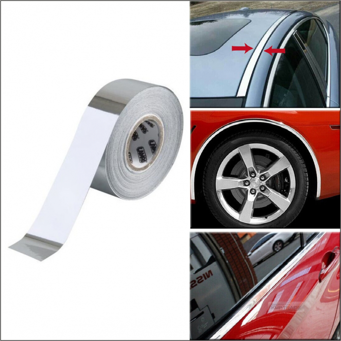Rola folie crom pentru colantare bandouri sau ornamente auto 150 x 4cm [3]