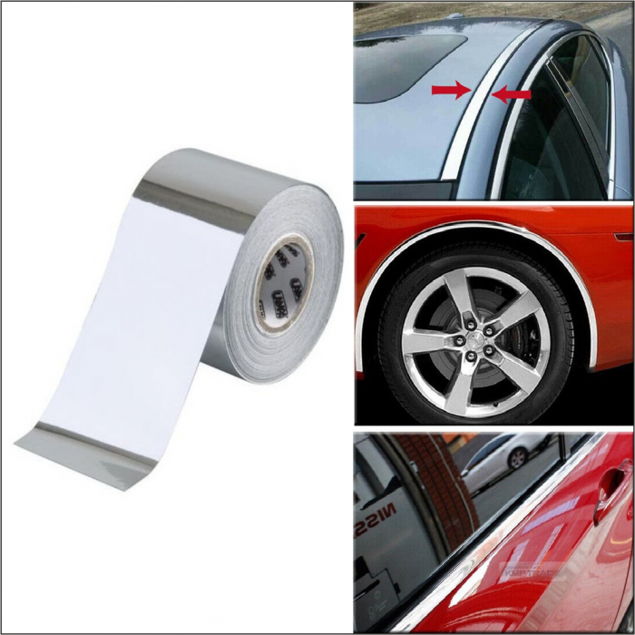 Rola folie crom pentru colantare bandouri sau ornamente auto 150 x 5cm [3]