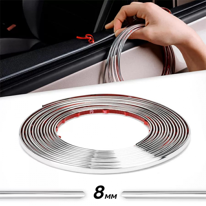 Rola Ornament autoadeziv, 8mm x 15m, culoare Crom SILVER [3]