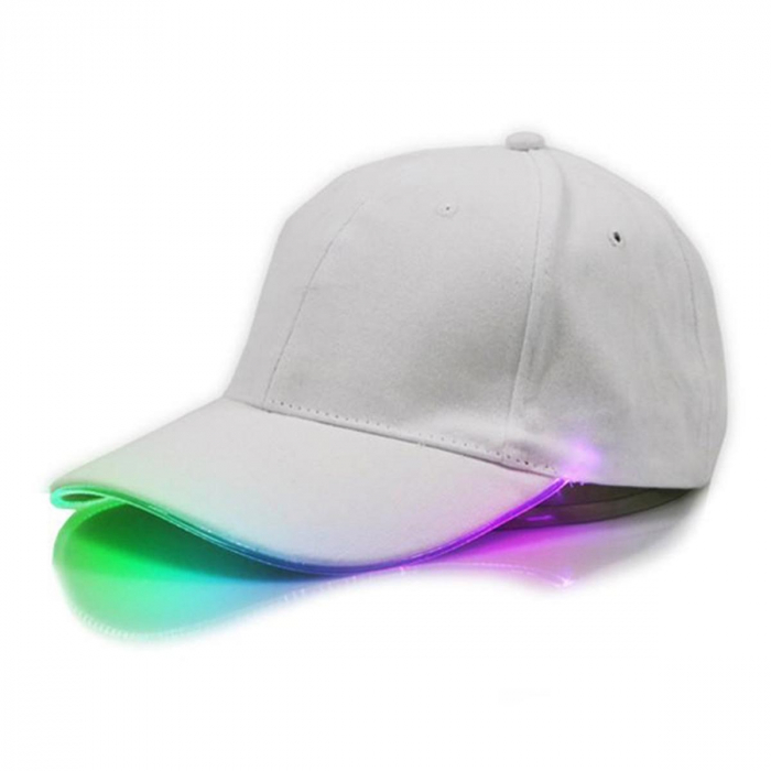 Sapca de tip baseball, cu cozoroc iluminat RGB, culoare Alba, marime universala, reglabila [1]