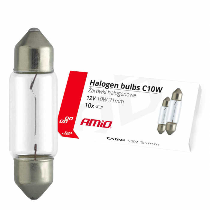 Set 10 becuri cu halogen C10W Festoon, 31mm, 12V [2]