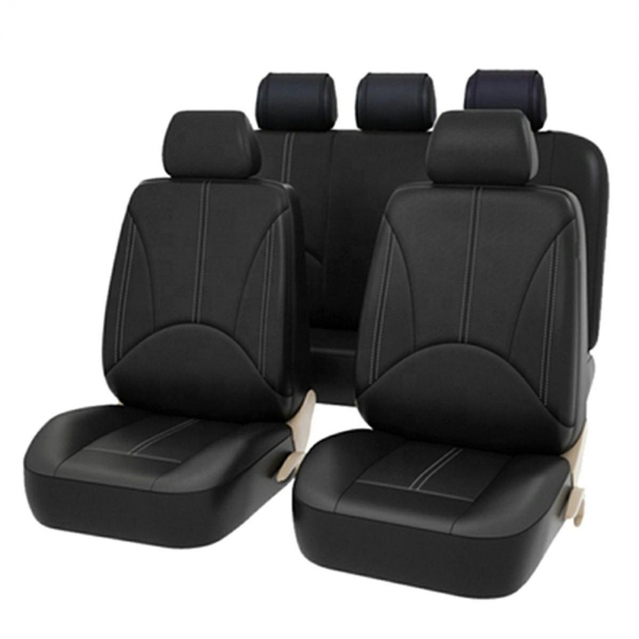 Set 11 huse scaun auto UNIVERSALE din piele ecologica NEGRU AG338E [3]