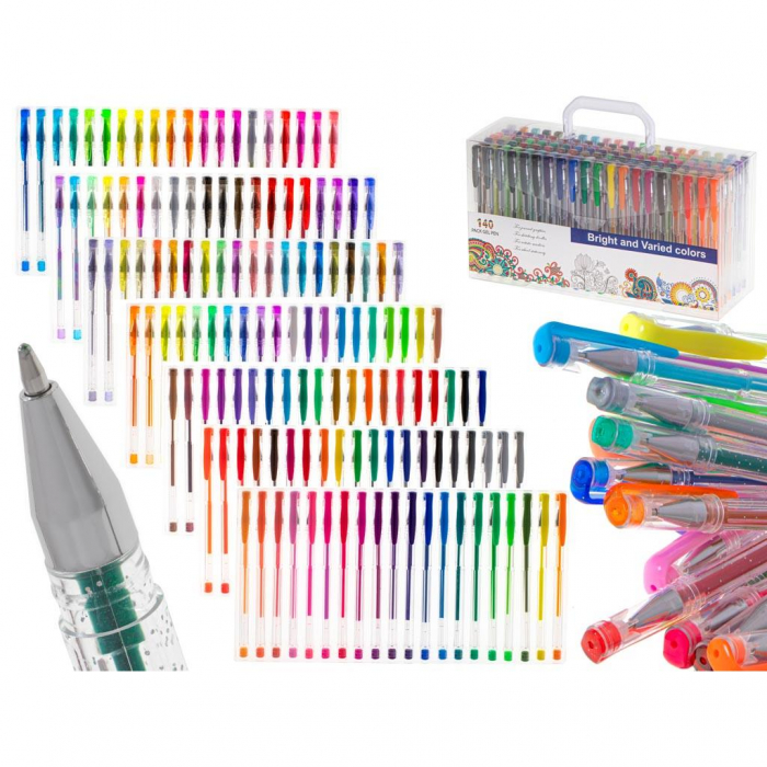 Set 140 piese, Pixuri cu gel multicolor cu sclipici (glitter) [3]