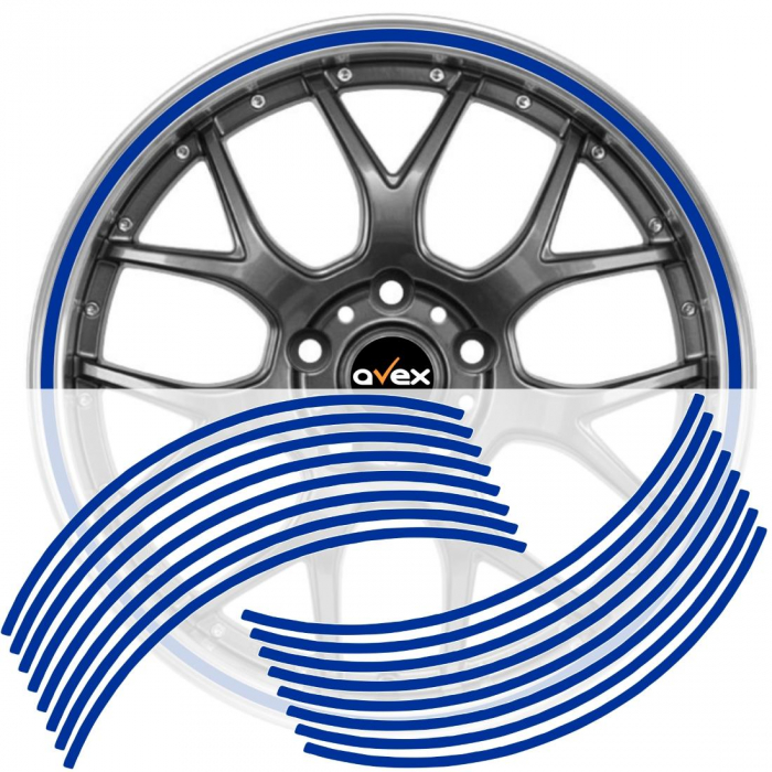 Set 16 inele din autocolant pentru jante culoare Albastru Lucios [3]