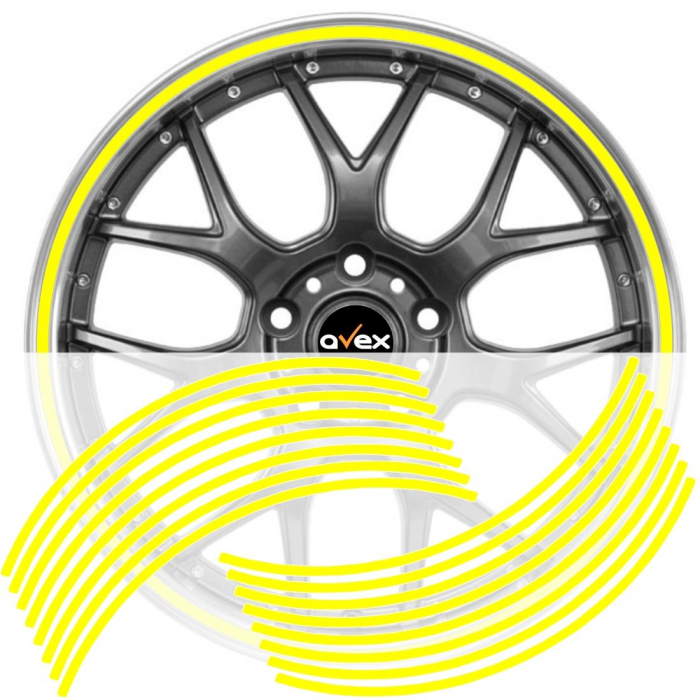 Set 16 inele din autocolant pentru jante culoare Galben Lucios [1]