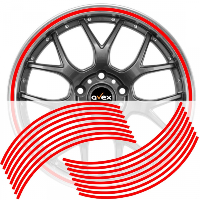 Set 16 inele din autocolant pentru jante culoare Rosu Lucios [3]