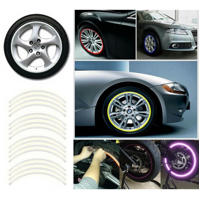 Set 16 ornamente Reflectorizante pentru jante auto, moto, culoare Argintiu [2]
