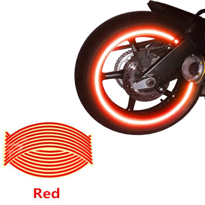 Set 16 ornamente Reflectorizante pentru jante auto, moto, culoare Rosie [1]