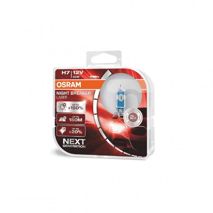Set 2 becuri auto cu halogen Osram H7 12V 55W PX26d Night Breaker Laser +150% [1]