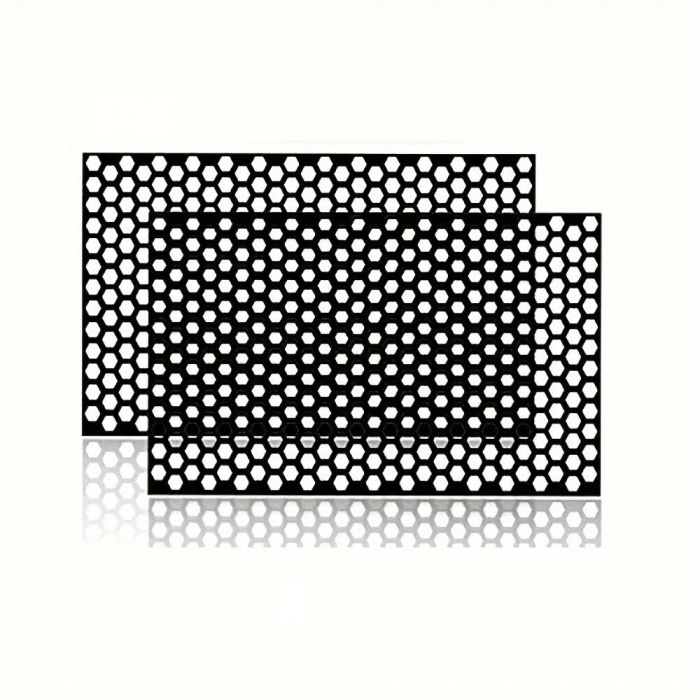 Set 2 folii autoadezive decupate pentru decorarea stopurilor auto, dimensiune 2 x 48 x 30cm, culoare Negru Mat, model HONEYCOMB [3]