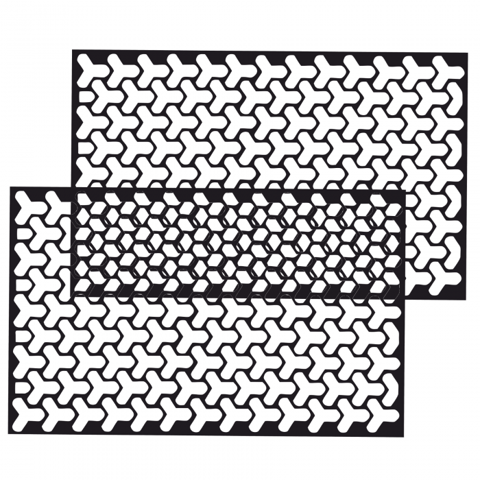Set 2 folii autoadezive decupate pentru decorarea stopurilor auto, dimensiune 2 x 48 x 30cm, culoare Negru Mat, model HONEYCOMB TRIANGLE [3]
