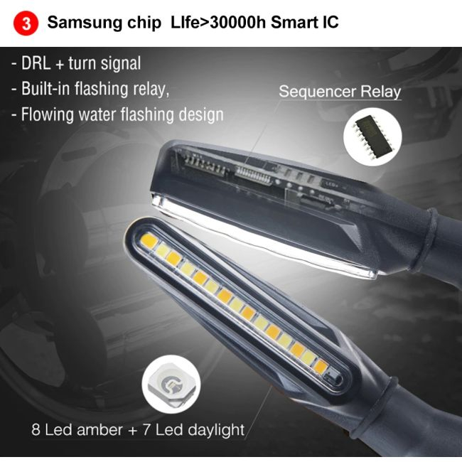 Set 2 lampi Semnalizare Moto SECVENTIALA, cu 2 functii, pozitie si semnalizare, AVX-ZD59B [11]