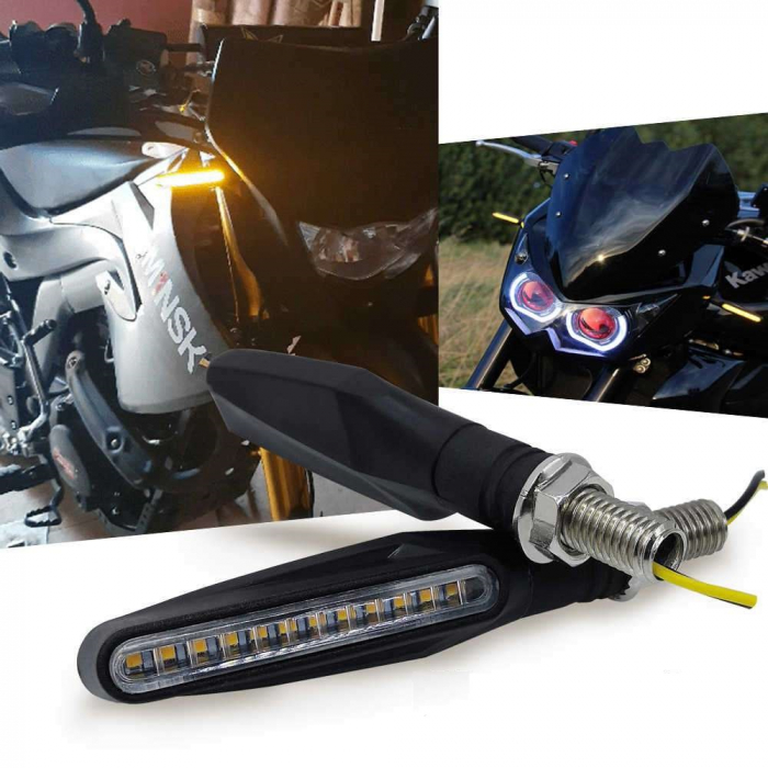 Set 2 lampi Semnalizare Moto SECVENTIALA, cu 2 functii, pozitie si semnalizare, 12V [3]