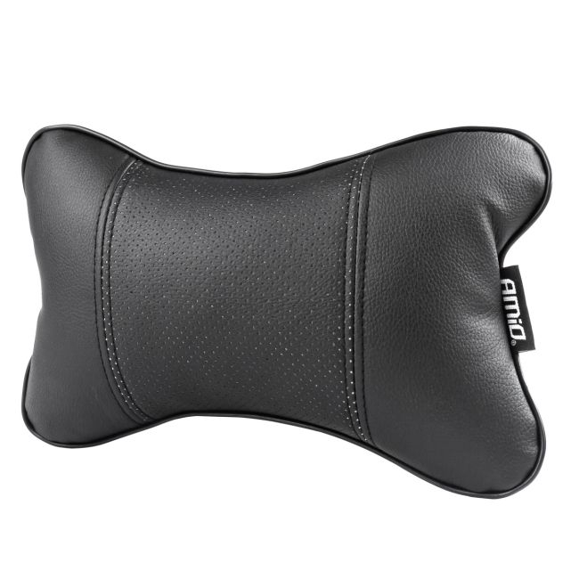 Set 2 perne pentru tetiere auto, marca AMIO, pentru sustinere gat din piele ecologica, culoare NEGRU [2]