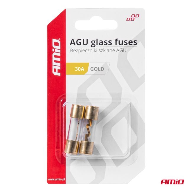 Set 2 sigurante din sticla tip AGU, contacte aurite, 30A [3]