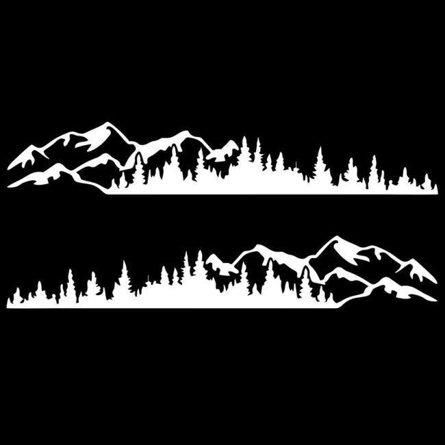 Set 2 stickere autoadezive pentru vehicule Off Road, model "Forest & Mountains", dimensiune 100 x 20 cm, culoare Alba [2]