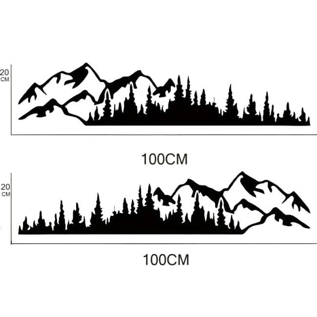 Set 2 stickere autoadezive pentru vehicule Off Road, model "Forest & Mountains", dimensiune 100 x 20 cm, culoare Neagra [2]