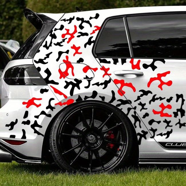 Set 2 stickere autoadezive Tuning in doua culori, model "Paint Stains", dimensiune 97 x 47 cm, culoare Negru + Rosu [6]