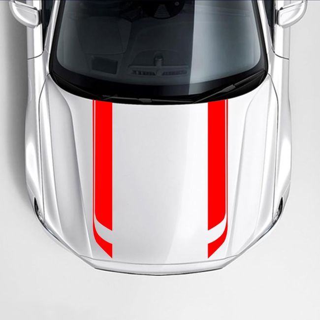 Set 2 stickere autoadezive Tuning, model "Hood Stripes V1", dimensiune 85 x 12 cm, culoare Rosie [6]