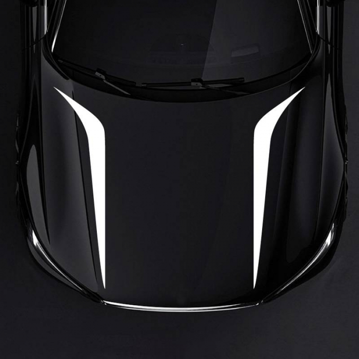 Set 2 stickere autoadezive Tuning, model "Hood Stripes V2", dimensiune 100 x 26 cm, culoare Alba [1]