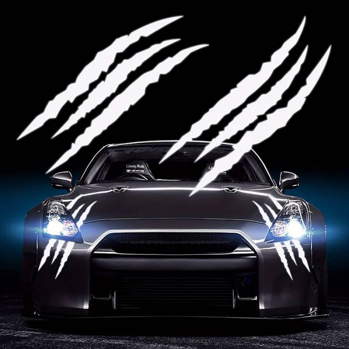 Set 2 stickere autoadezive Tuning, model "Monster Scratches", dimensiune 37 x 9 cm, culoare Alba [1]