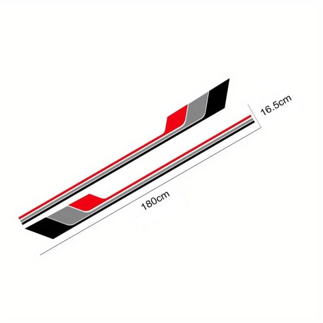 Set 2 stickere autoadezive Tuning, model "Racing Stripes V2", dimensiune 180 x 16,5 cm, culoare Alb + Gri + Rosu [3]