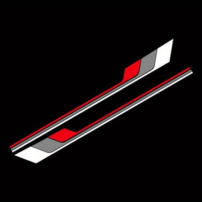 Set 2 stickere autoadezive Tuning, model "Racing Stripes V2", dimensiune 180 x 16,5 cm, culoare Alb + Gri + Rosu [2]