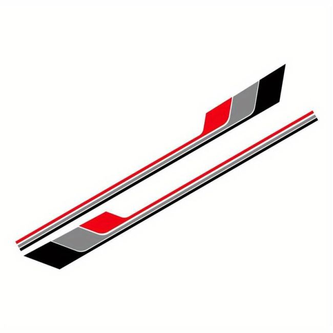Set 2 stickere autoadezive Tuning, model "Racing Stripes V2", dimensiune 180 x 16,5 cm, culoare Negru + Gri + Rosu [2]