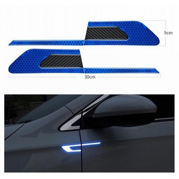 Set 2 stickere reflectorizante BUMERANG cu insertie Carbon 5D, culoare Albastra [2]
