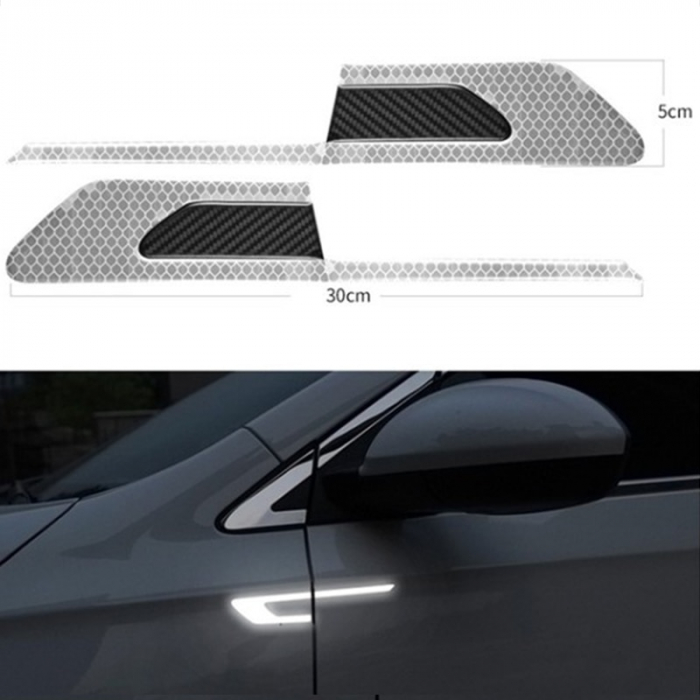 Set 2 stickere reflectorizante BUMERANG cu insertie Carbon 5D, culoare Argintiu [2]