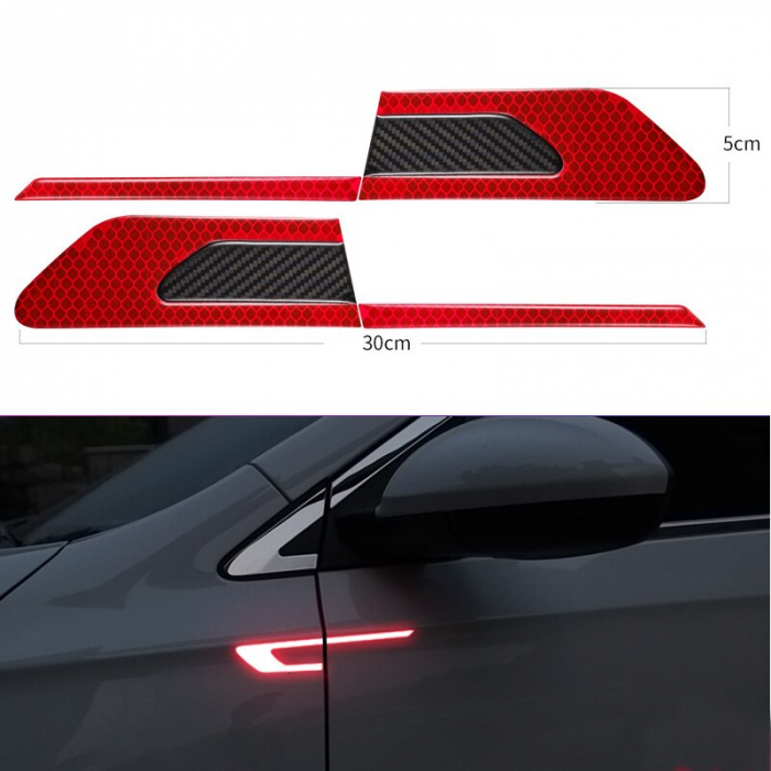 Set 2 stickere reflectorizante BUMERANG cu insertie Carbon 5D, culoare Rosie [1]