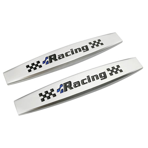 Set 2 x Embleme auto metalice, autoadezive, model "RACING", finisaj Crom, dimensiune, 10 x 1,5 cm [1]