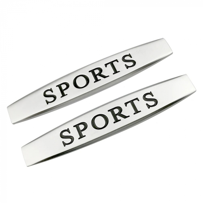 Set 2 x Embleme auto metalice, autoadezive, model "SPORTS", finisaj Crom, dimensiune, 10 x 1,5 cm [2]