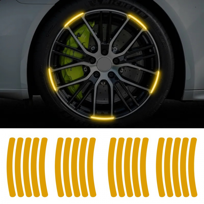 Set 20 bucati Elemente Reflectorizante "Wheel Arch" pentru autoturisme, biciclete, motociclete, atv-uri, scutere, culoare Orange [1]