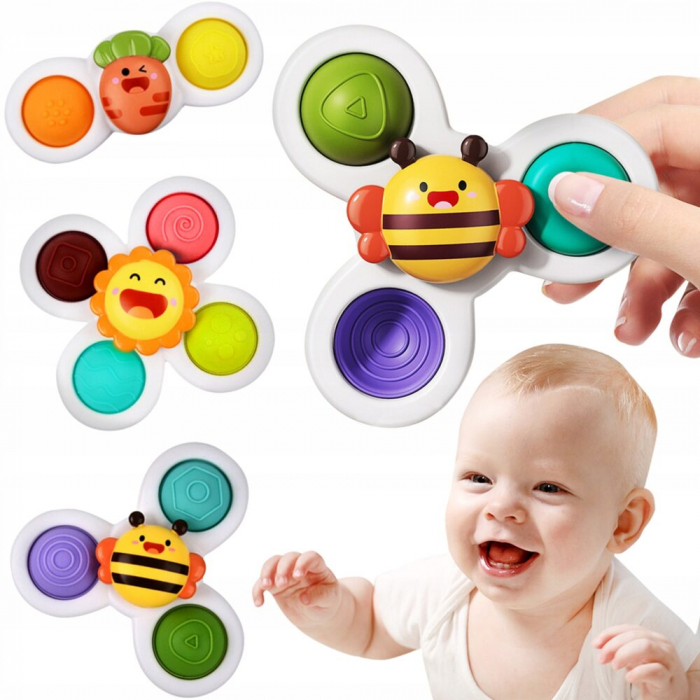 Set 3 jucarii interactive, model "POP UP SENSORY FIDGET SPINNER" pentru copii sau bebelusi [1]