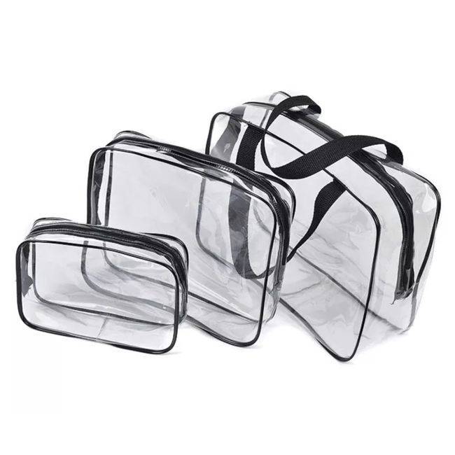Set 3 organizatoare de cosmetice, transparente, ideale pentru calatorii [5]