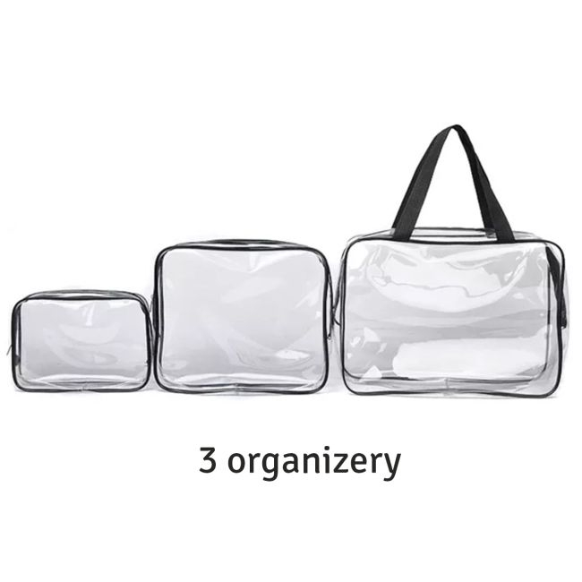 Set 3 organizatoare de cosmetice, transparente, ideale pentru calatorii [4]
