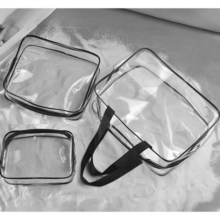 Set 3 organizatoare de cosmetice, transparente, ideale pentru calatorii [1]