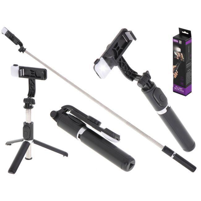Set 3in1, Selfie Stick cu Lampa LED si Trepied, conectare Bluetooth, alimentare USB [2]