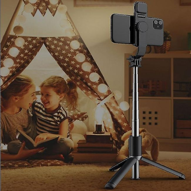 Set 3in1, Selfie Stick cu Lampa LED si Trepied, conectare Bluetooth, alimentare USB [5]
