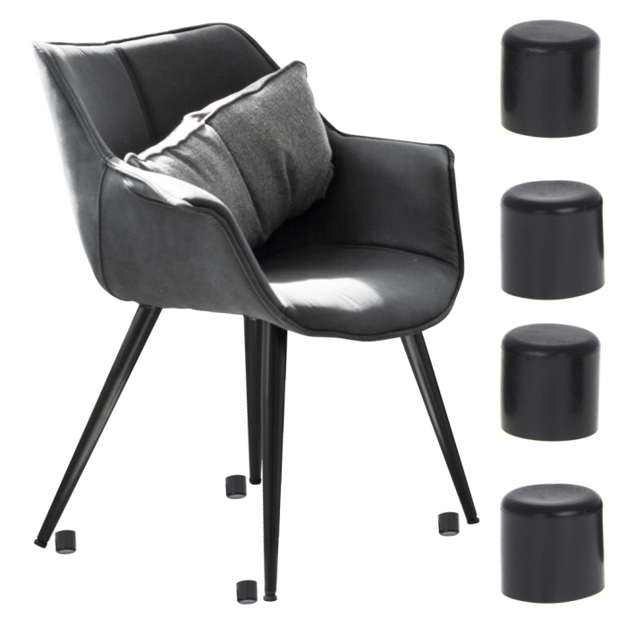 Set 4 buc. protectii anti-zgarieturi picioare scaun, diametru 22mm, culoare neagra [1]
