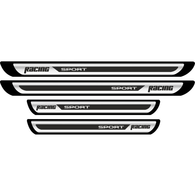 Set 4 bucati Protectii Praguri din autocolant Crom - Racing Sport [2]
