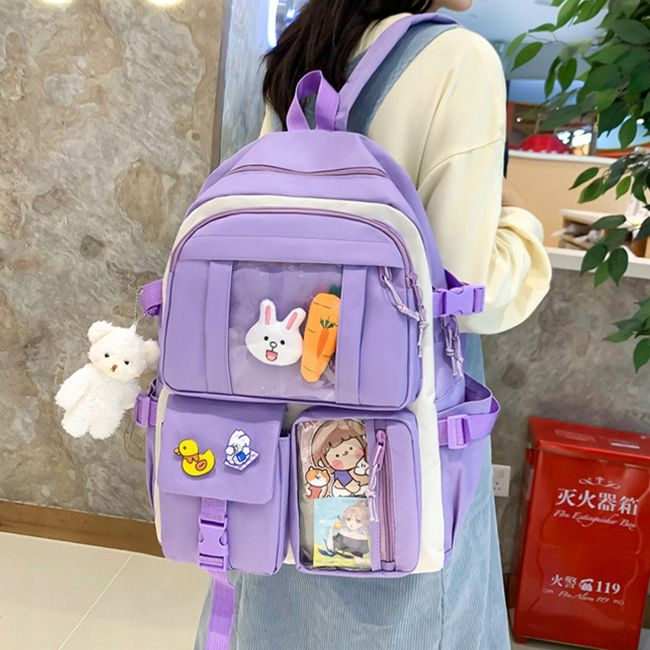 Set 4-in-1 pentru Scolari sau Prescolari - (rucsac, geanta de umar, plic elegant, penar), culoare VIOLET cu IEPURAS, Cod AVX-WT-BUNN-VIOLET [5]
