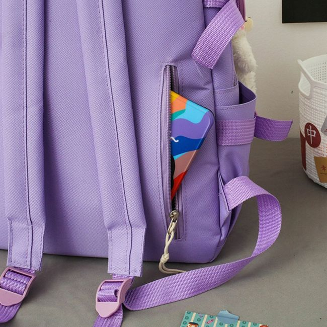 Set 4-in-1 pentru Scolari sau Prescolari - (rucsac, geanta de umar, plic elegant, penar), culoare VIOLET cu IEPURAS, Cod AVX-WT-BUNN-VIOLET [3]