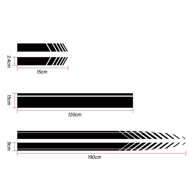 Set 5 stickere autoadezive Tuning, model "Racing Stripes V1", dimensiune 190 cm, culoare Neagra [2]