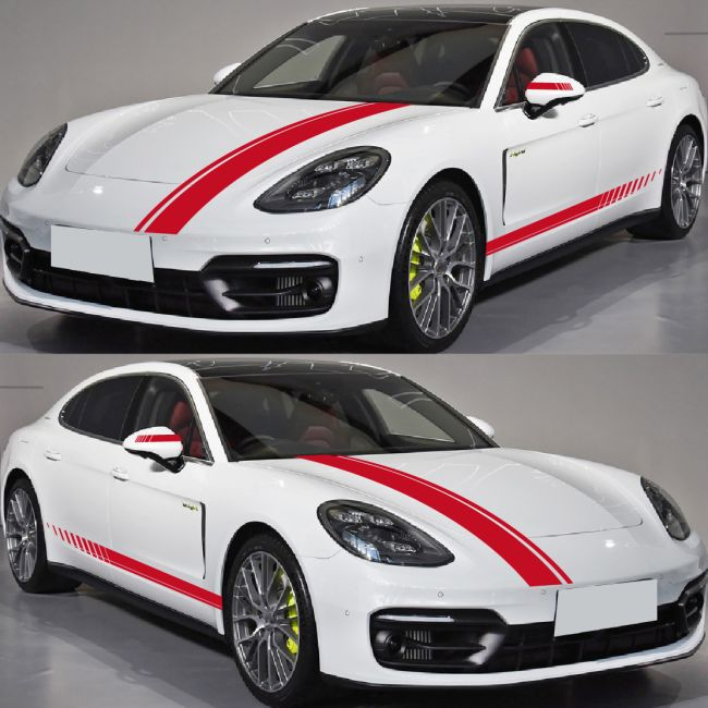 Set 5 stickere autoadezive Tuning, model "Racing Stripes V1", dimensiune 190 cm, culoare Rosie [3]