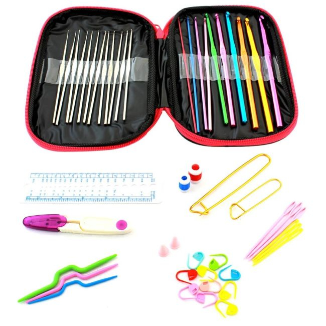 Set 50 piese pentru crosetat in husa din piele ecologica, un cadou perfect pentru pasionații de crosetat sau broderie [5]