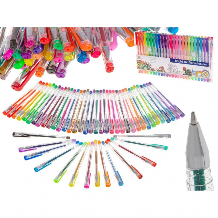 Set 50 piese, Pixuri cu gel multicolor cu sclipici (glitter) [3]